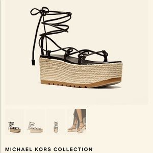 New MK Mabal Leather Platform Espadrille 38.5
